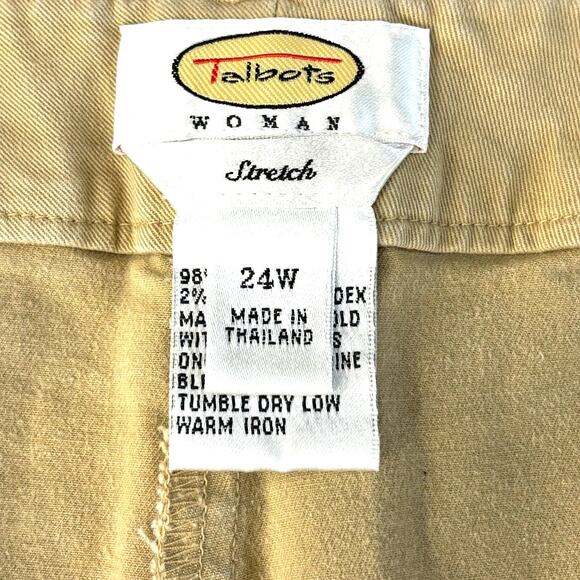 Talbots Women Stretch High Rise Casual Bermuda Shorts Solid Tan Color Size 24W - Picture 8 of 9